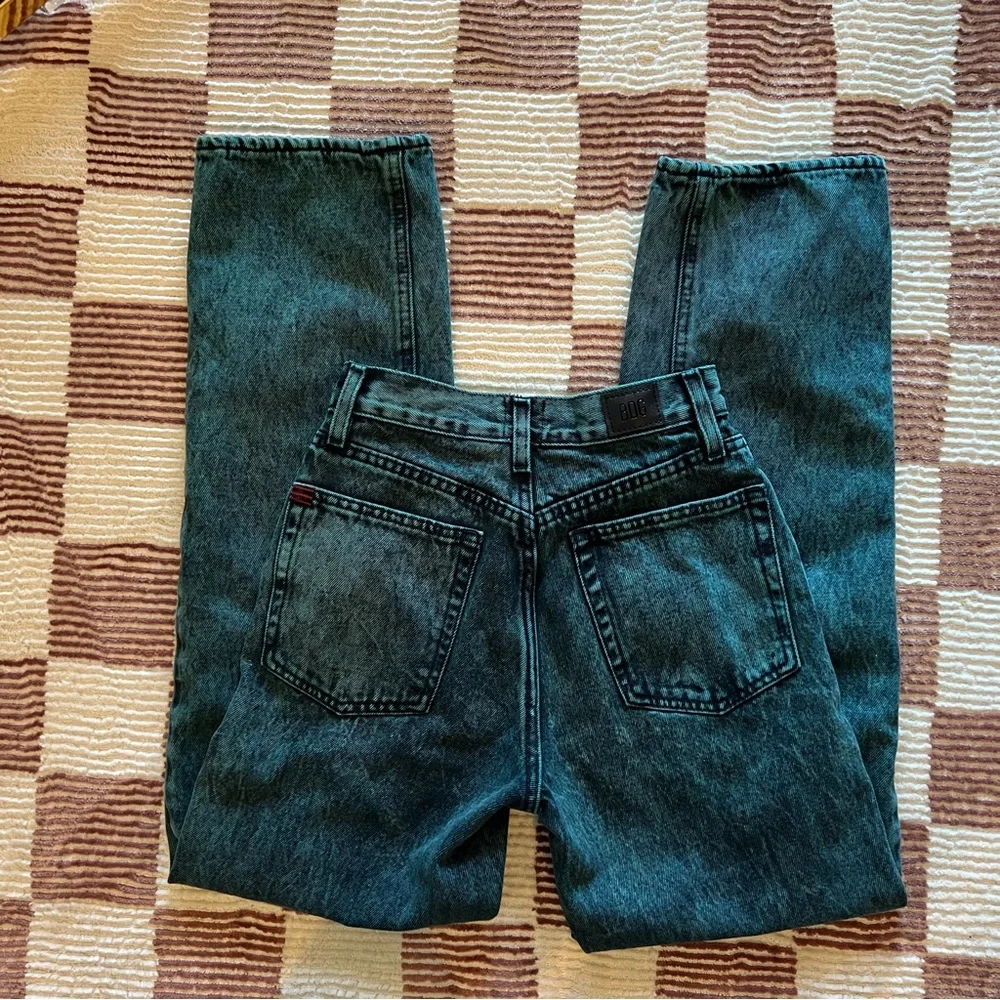 BDG High Rise Baggy Dark Green Teal Acid Wash High Waisted Denim Jeans Pants - Picture 4 of 4